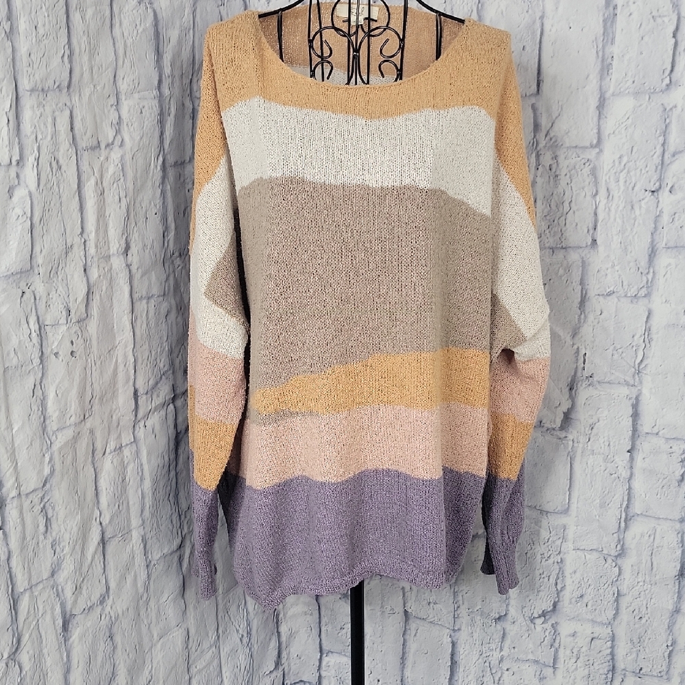 Easel Colorblock Oversized Women's Sweater Large